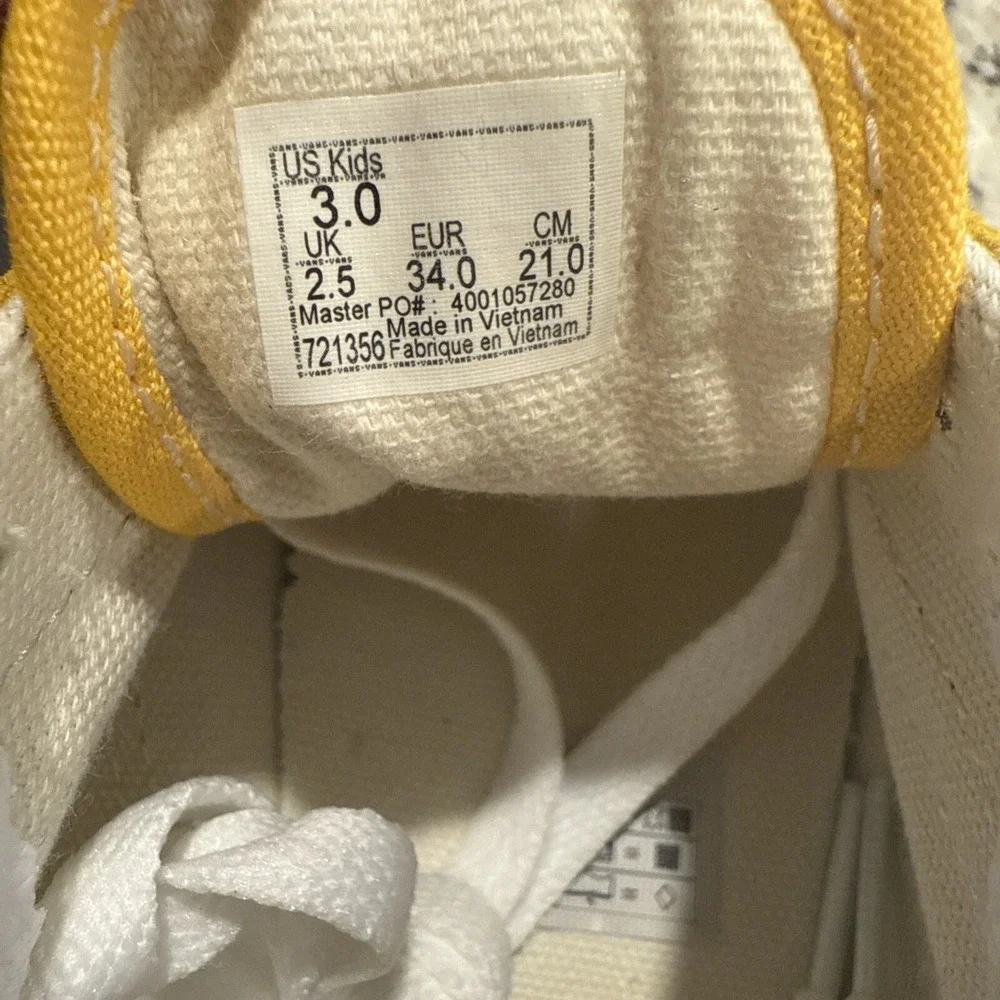 Vans off the wall Kids shoes Sneakers size 3.0 Blue Yellow White 721356‎